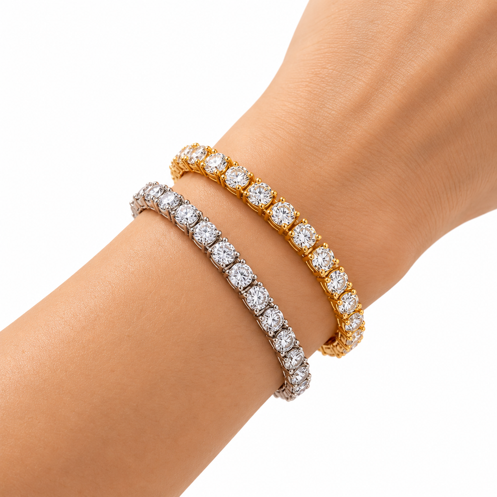 Gold & Silver Plated Tennis Bracelet Duo