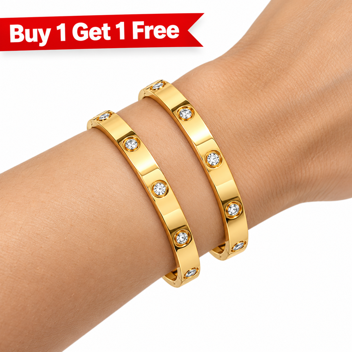Gold-Plated Crystal Love Bracelet