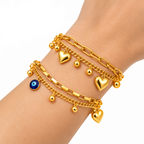 Golden Heart Charm Bracelet & Golden Evil Eye Bracelet