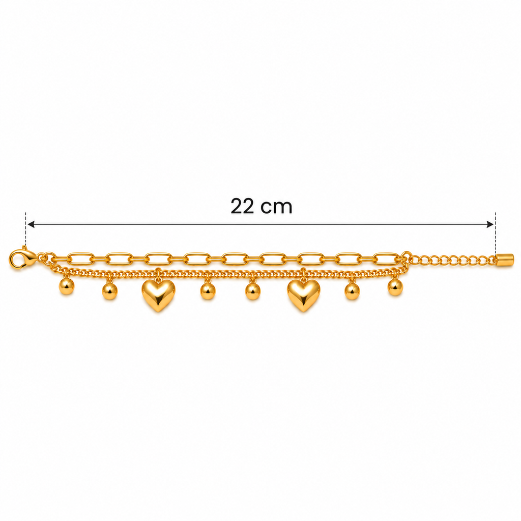 Golden Heart Charm Adjustable Bracelet