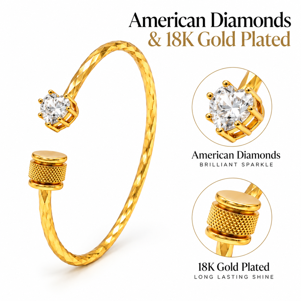 Gold Plated Diamond Heart Bangle