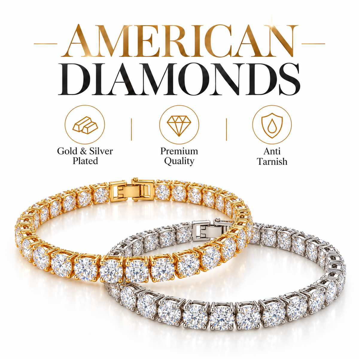 Gold & Silver Plated Tennis Bracelet Duo