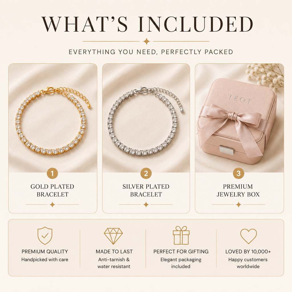 TEOT™ Gold & Silver Plated Bracelet Duo | Free Premium Jewelry Box