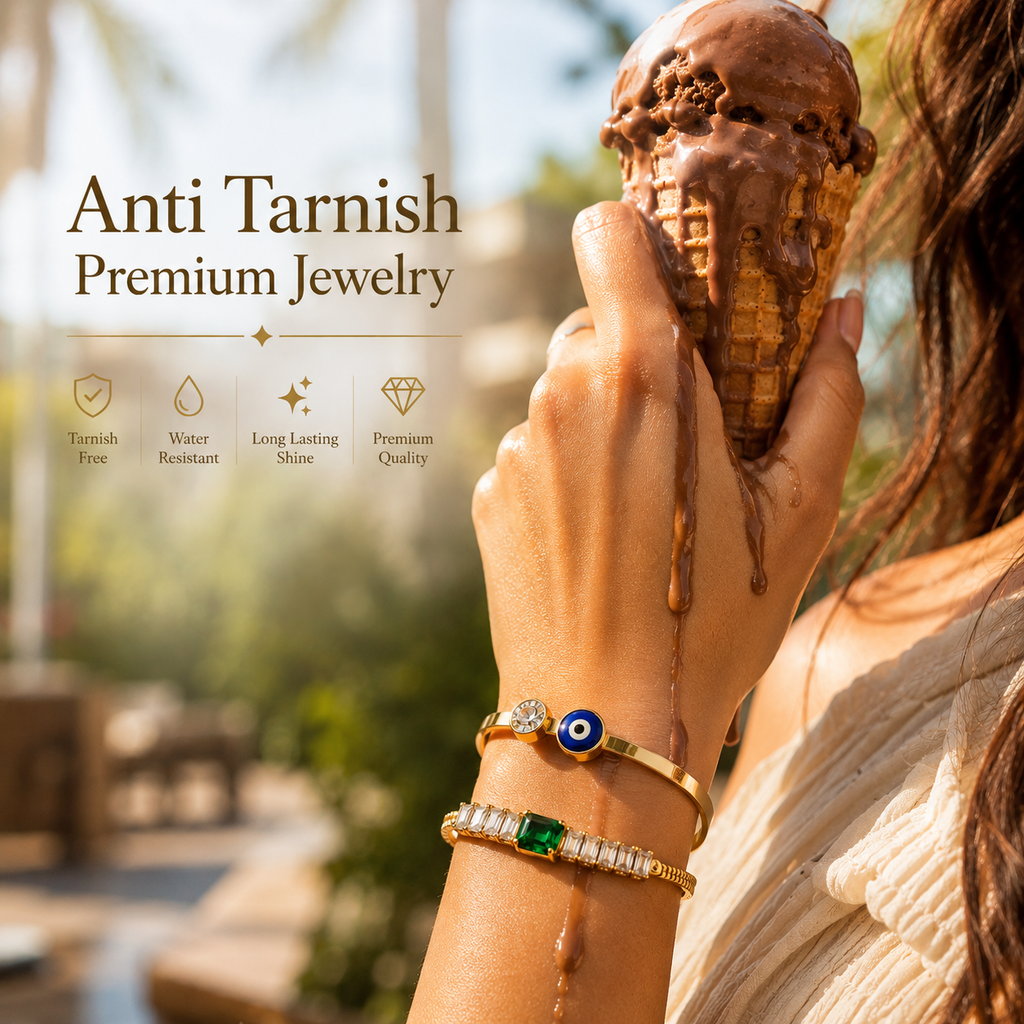 TEOT™ Emerald Luxe Bracelet & Gold-Plated Evil Eye Bracelet | Free Premium Jewelry box