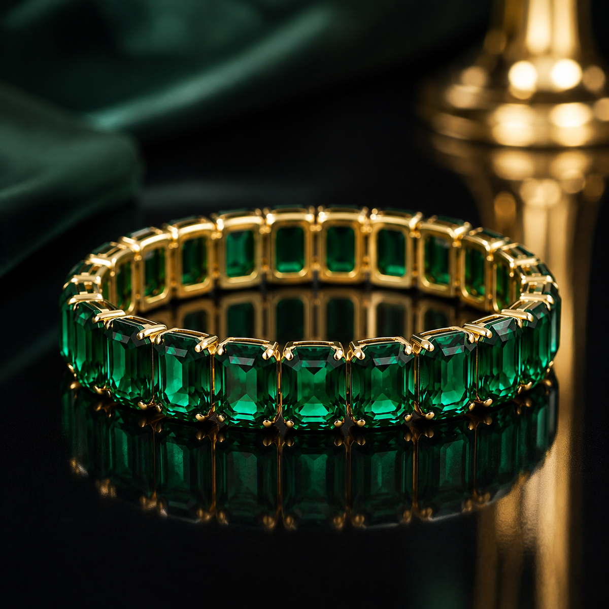 TEOT™ Gold-Plated Emerald Majesty Tennis Bracelet