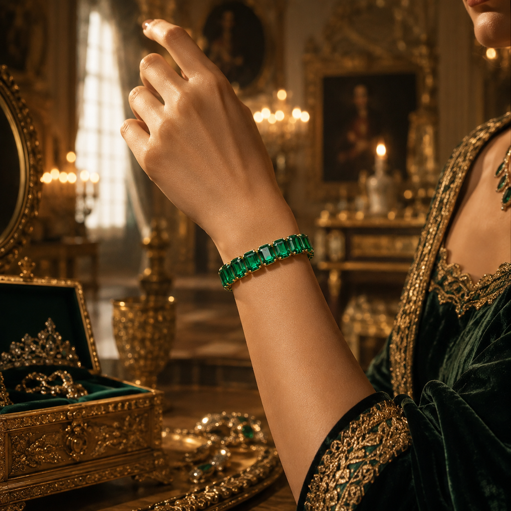 TEOT™ Gold-Plated Emerald Majesty Tennis Bracelet