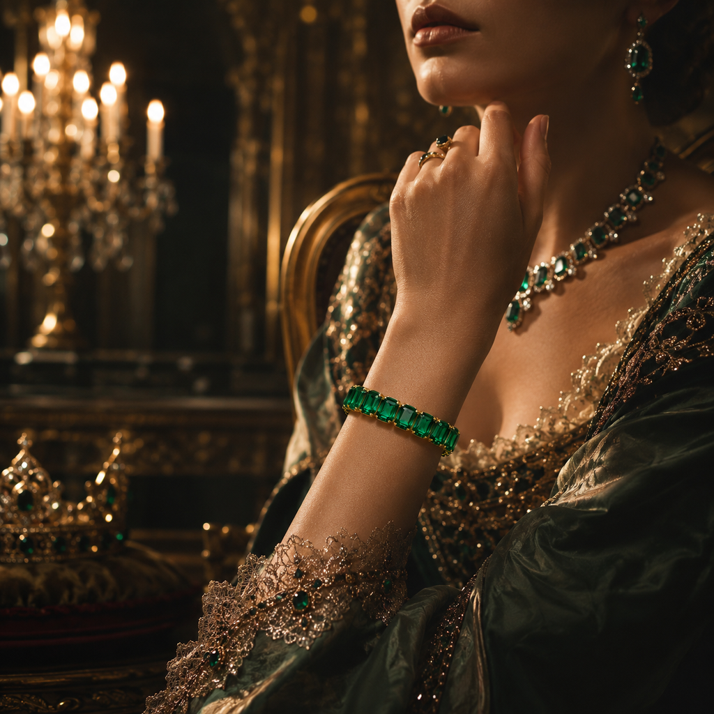 TEOT™ Gold-Plated Emerald Majesty Tennis Bracelet