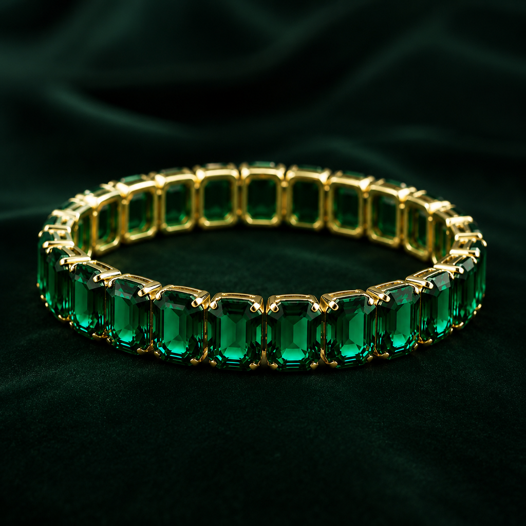 TEOT™ Gold-Plated Emerald Majesty Tennis Bracelet