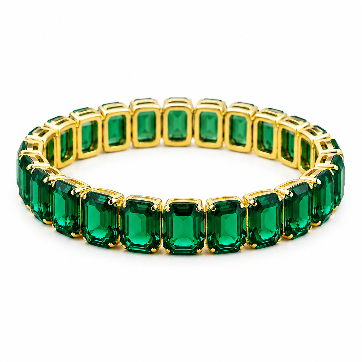 TEOT™ Gold-Plated Emerald Majesty Tennis Bracelet