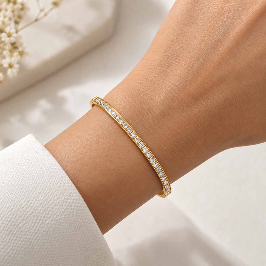 American Diamond Gold-Plated Bangle