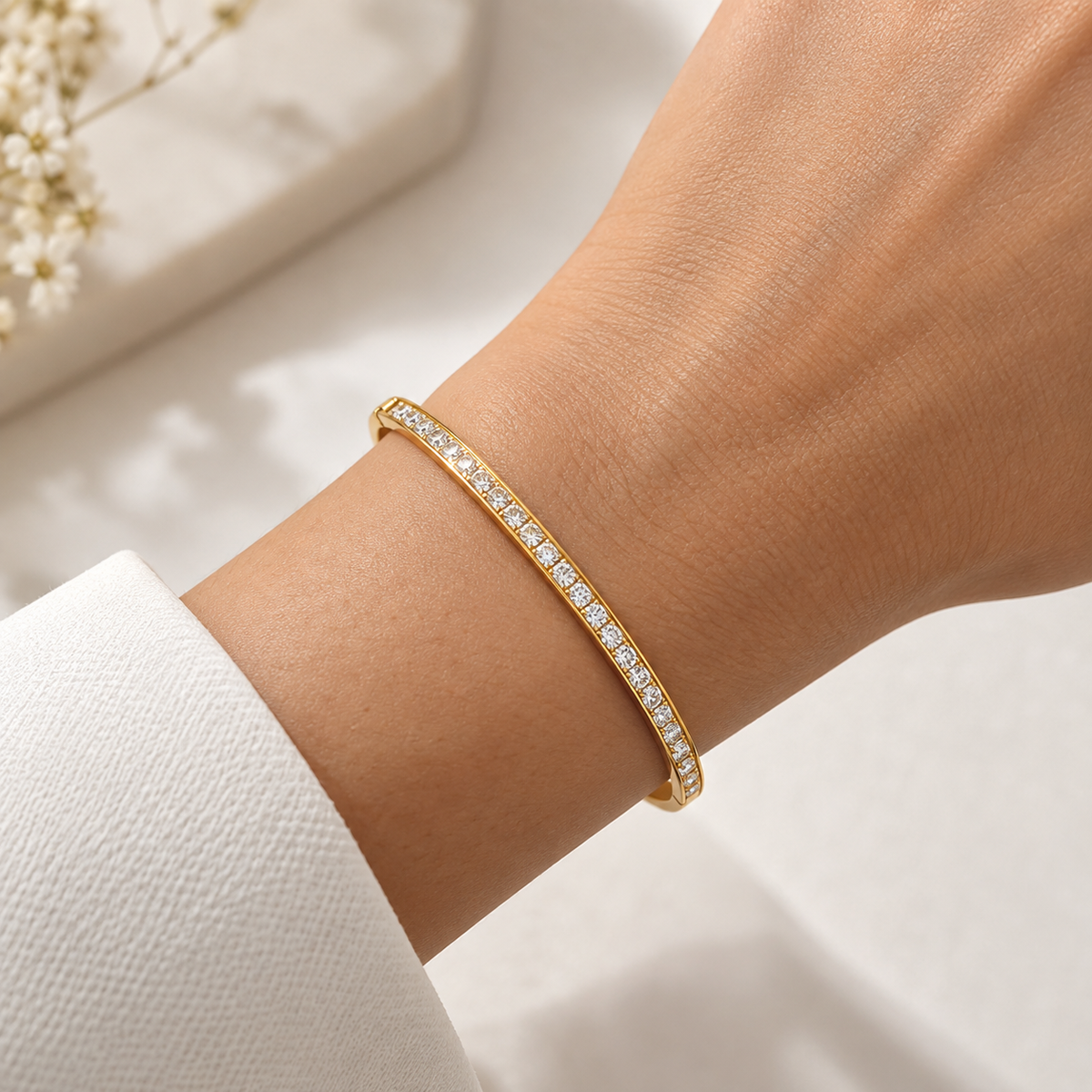 American Diamond Gold-Plated Bangle