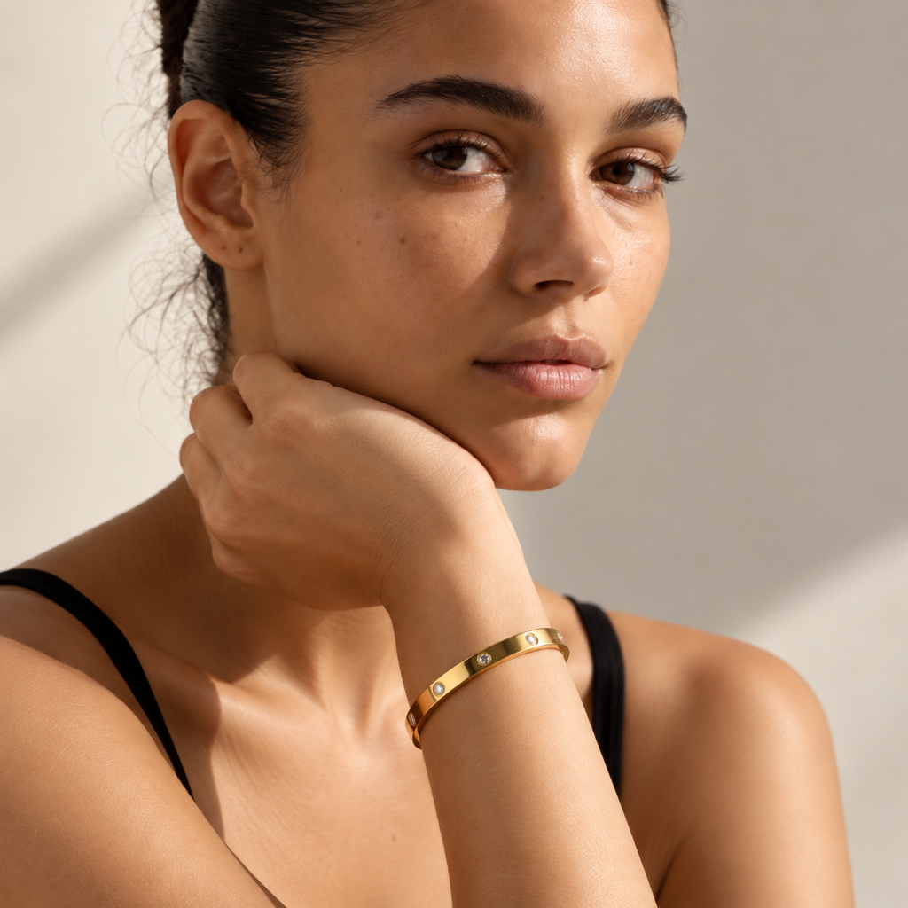 Gold-Plated Crystal Love Bracelet