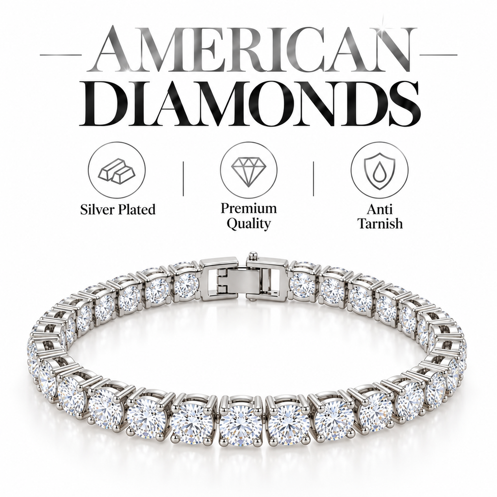 Silver-Plated American Diamond Bracelet