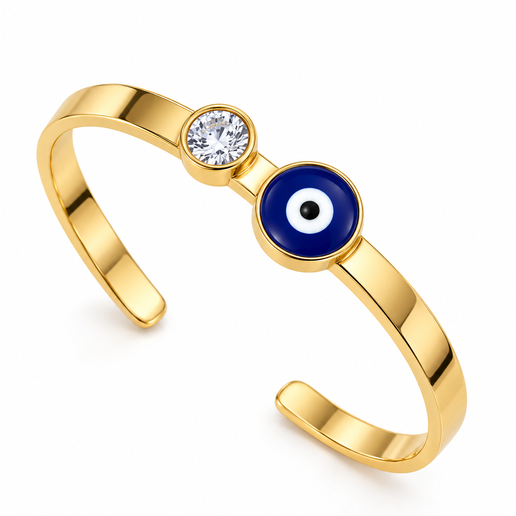 TEOT™  Gold-Plated Evil Eye & American Diamond Adjustable Bracelet | Free Premium Jewelry box