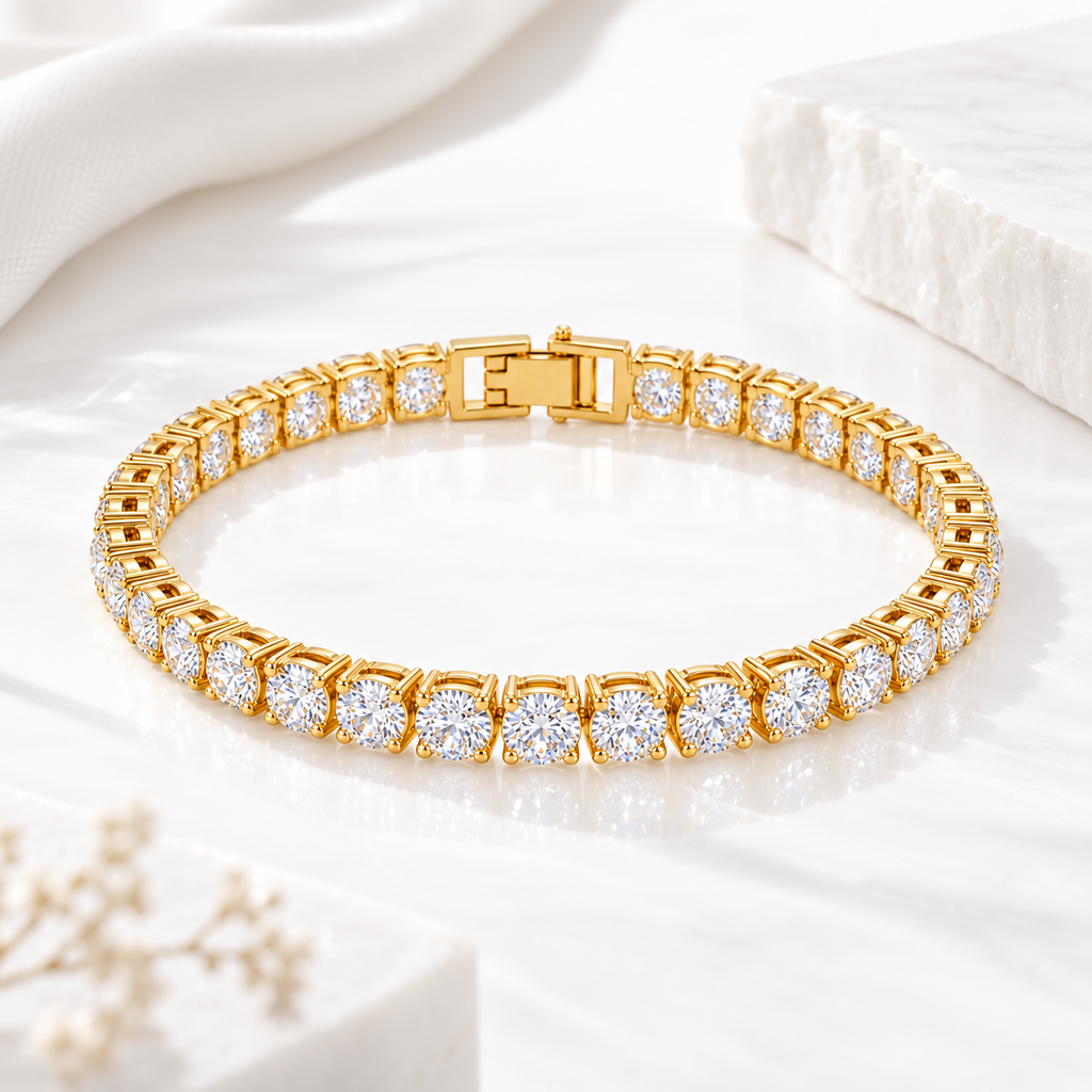 TEOT™  American Diamonds Gold-Plated Adjustable Bracelet | Free Premium Jewelry box