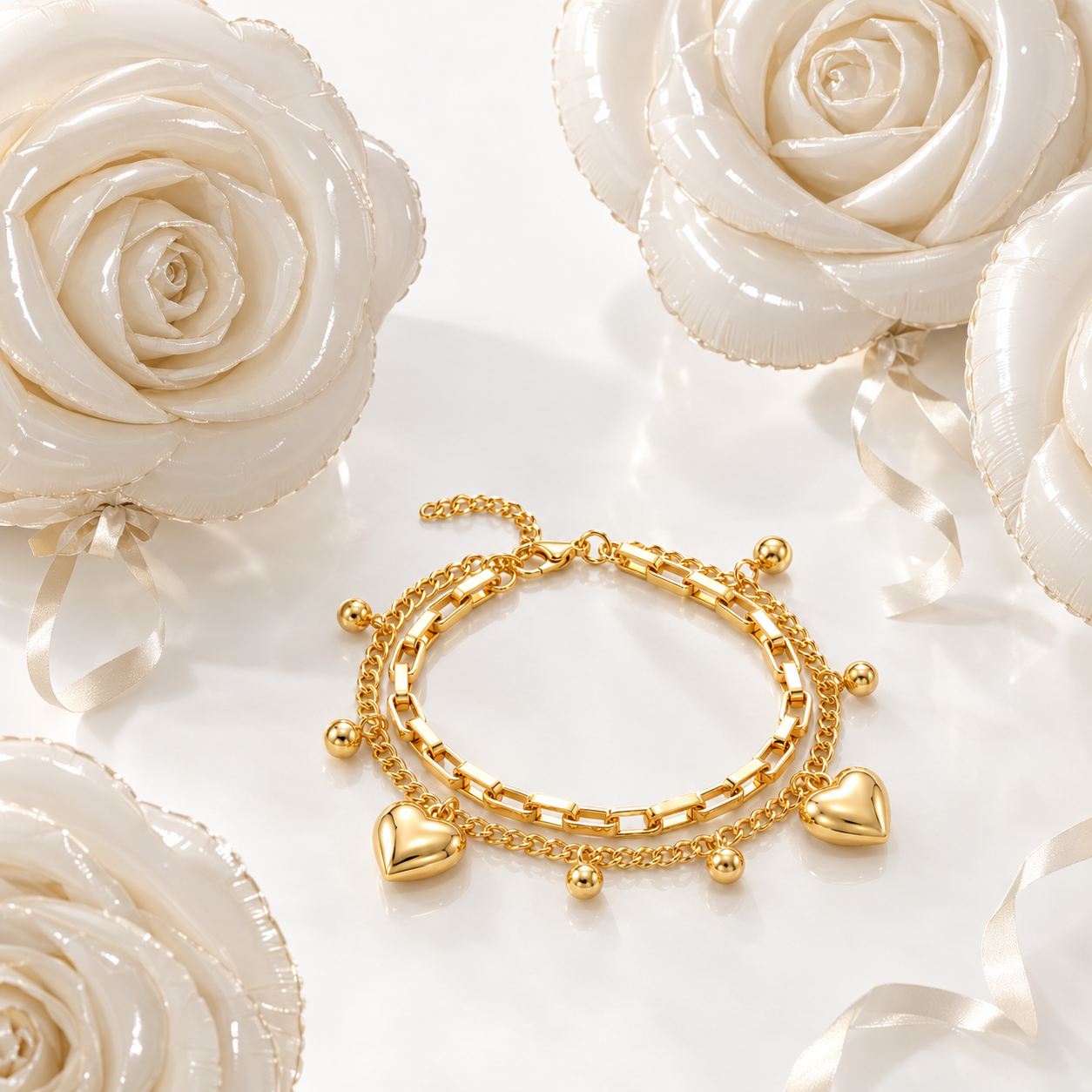 TEOT™  Golden Heart Charm Adjustable Bracelet | Free Premium Jewelry box