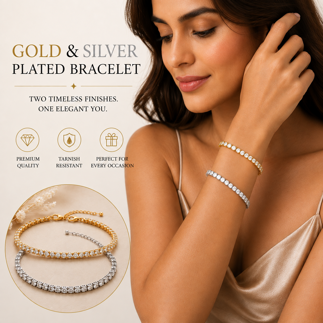 TEOT™ Gold & Silver Plated Bracelet Duo | Free Premium Jewelry Box