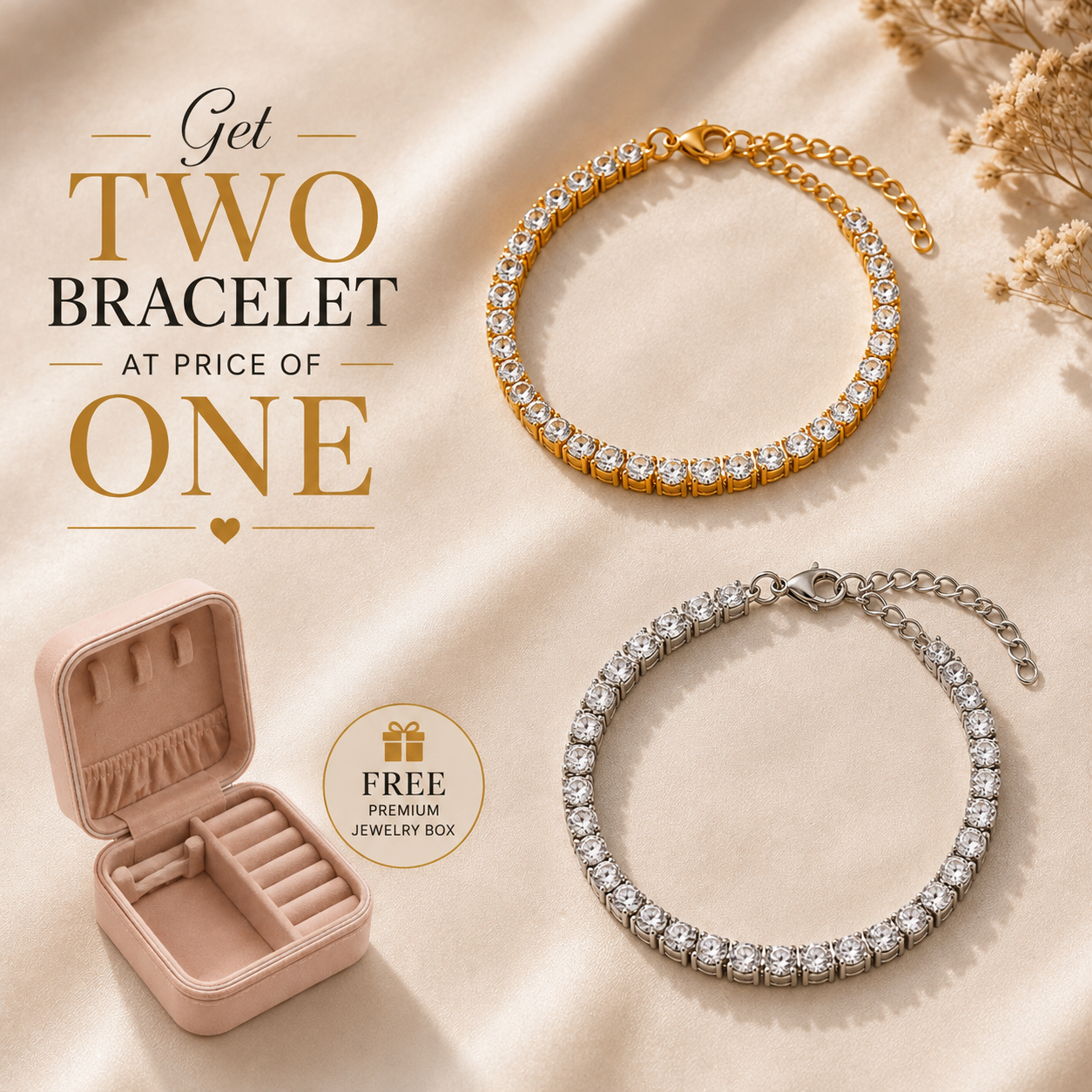 TEOT™ Gold & Silver Plated Bracelet Duo | Free Premium Jewelry Box