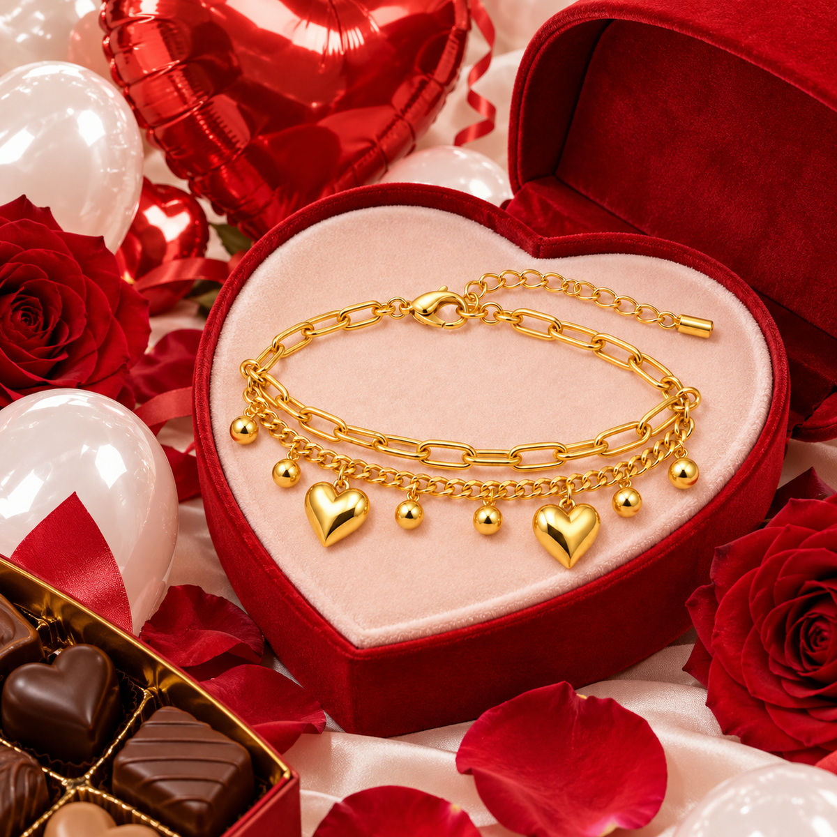Golden Heart Charm Adjustable Bracelet