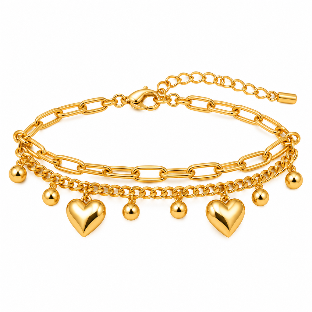Golden Heart Charm Adjustable Bracelet