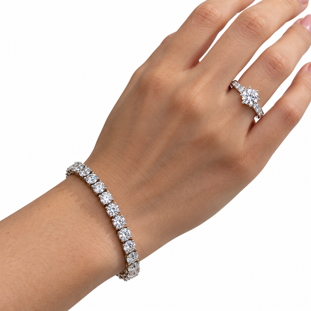 Silver-Plated American Diamond Bracelet