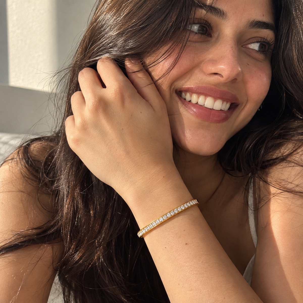 American Diamond Gold-Plated Bangle