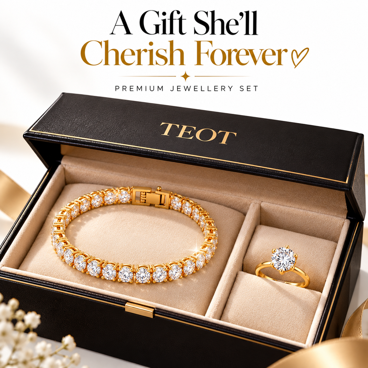 Tennis Bracelet & Free Solitaire Ring