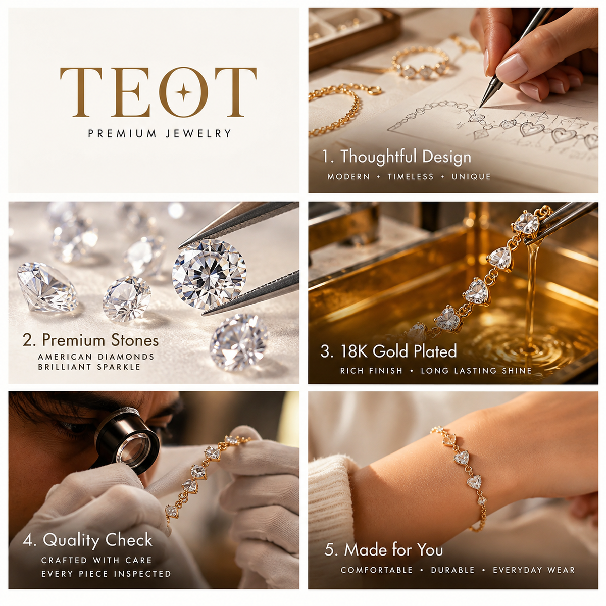 Golden Heart Charm Bracelet & Golden Evil Eye Bracelet