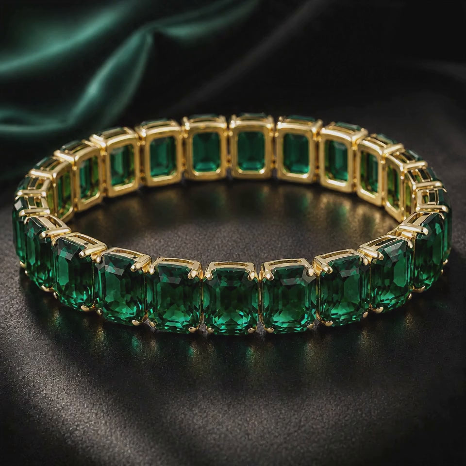 TEOT™ Gold-Plated Emerald Majesty Tennis Bracelet